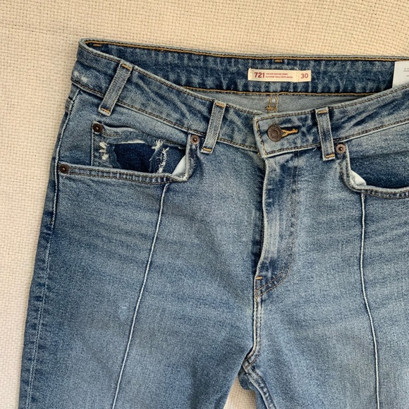 Levis 721 Orange Tab Vintage High Rise Skinny Jeans - Picture 2 of 4